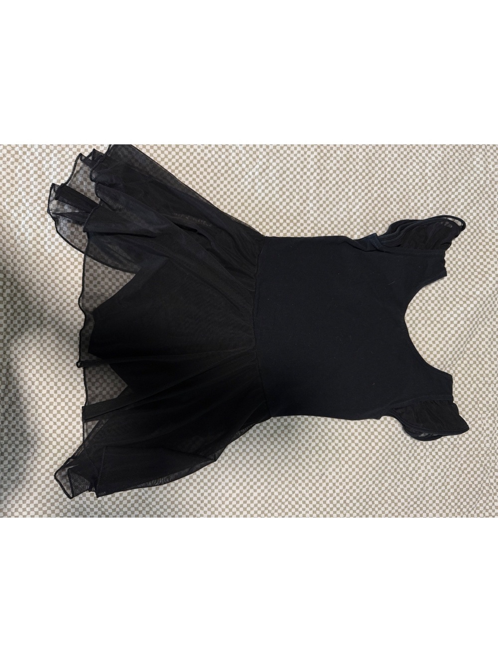 Girls Black Gymnastics Dance Leotard with Sheer Mesh Skirt Toddler 18–24 Months